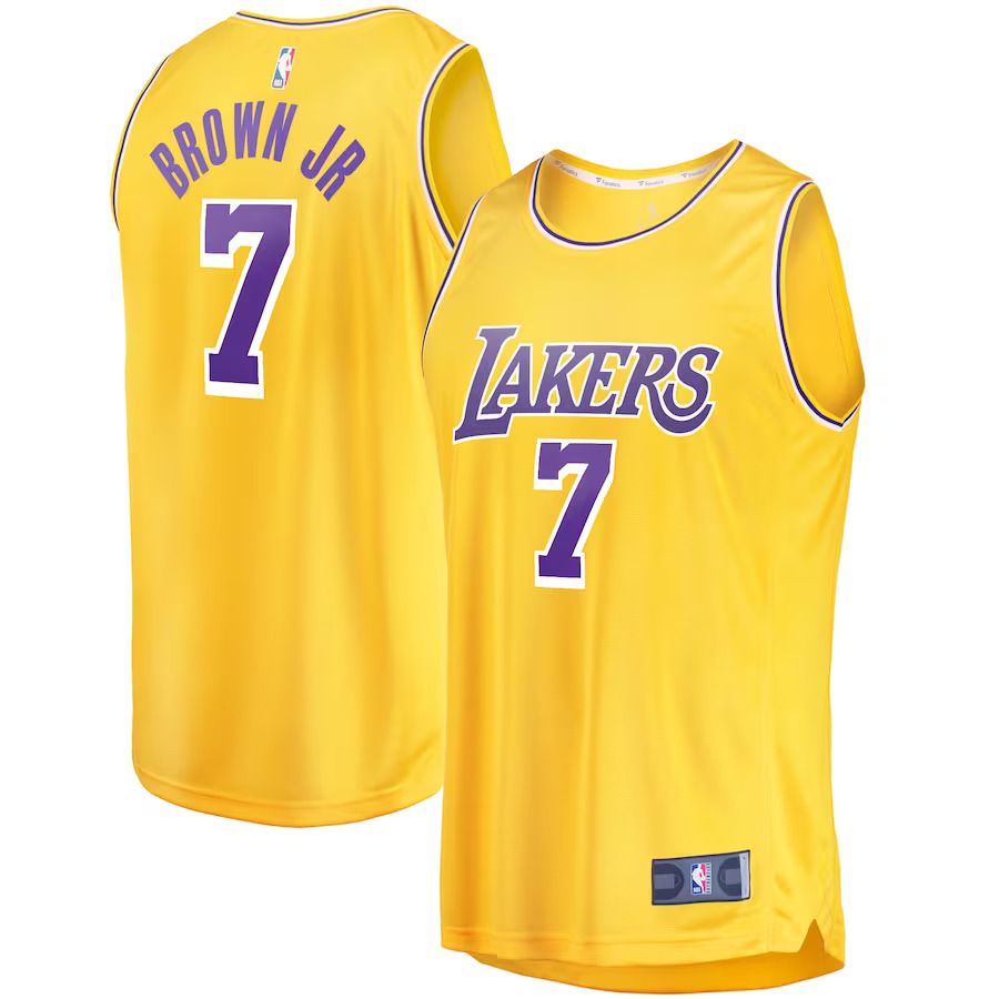 Men Los Angeles Lakers #7 Troy Brown Jr Fanatics Branded Gold Fast Break Replica NBA Jersey
